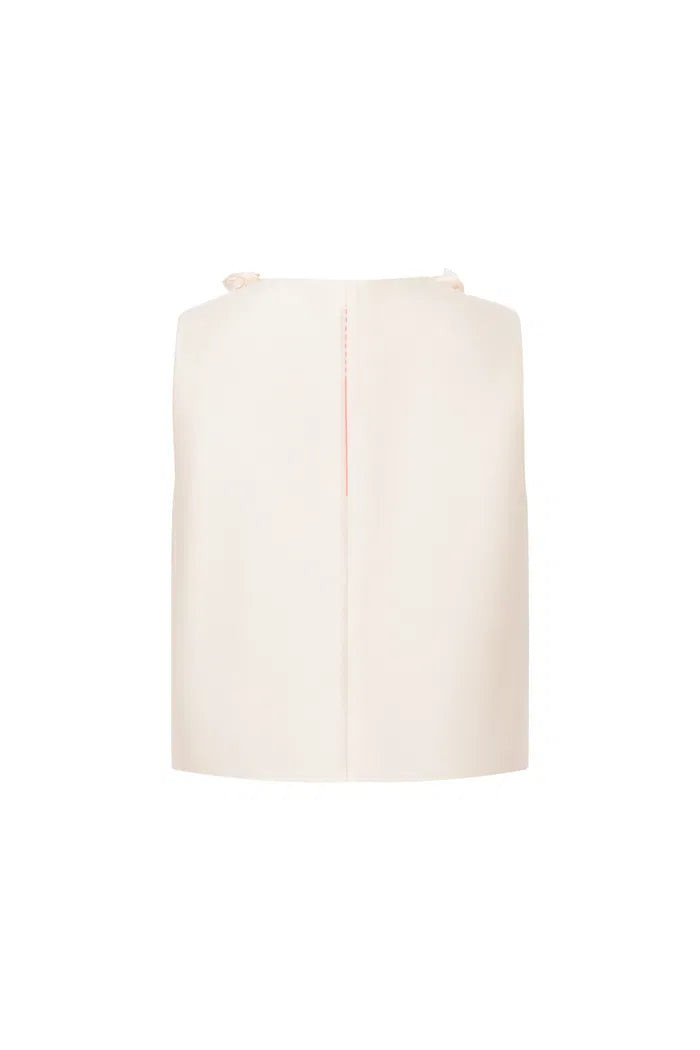 Loira 3D Flower Vest in Silk Wool Satin | Fabrique