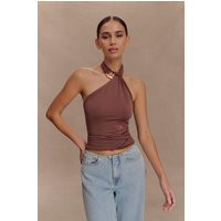 Mariposa Slinky Halter Top - Chocolate I MESHKI I Size S | MESHKI US