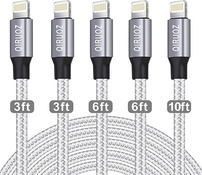 iPhone Charger [Apple MFi Certified] QIRUOZ 5Pack(3/3/6/6/10FT) Compatible iPhone 12Pro Max/12Pro... | Amazon (US)