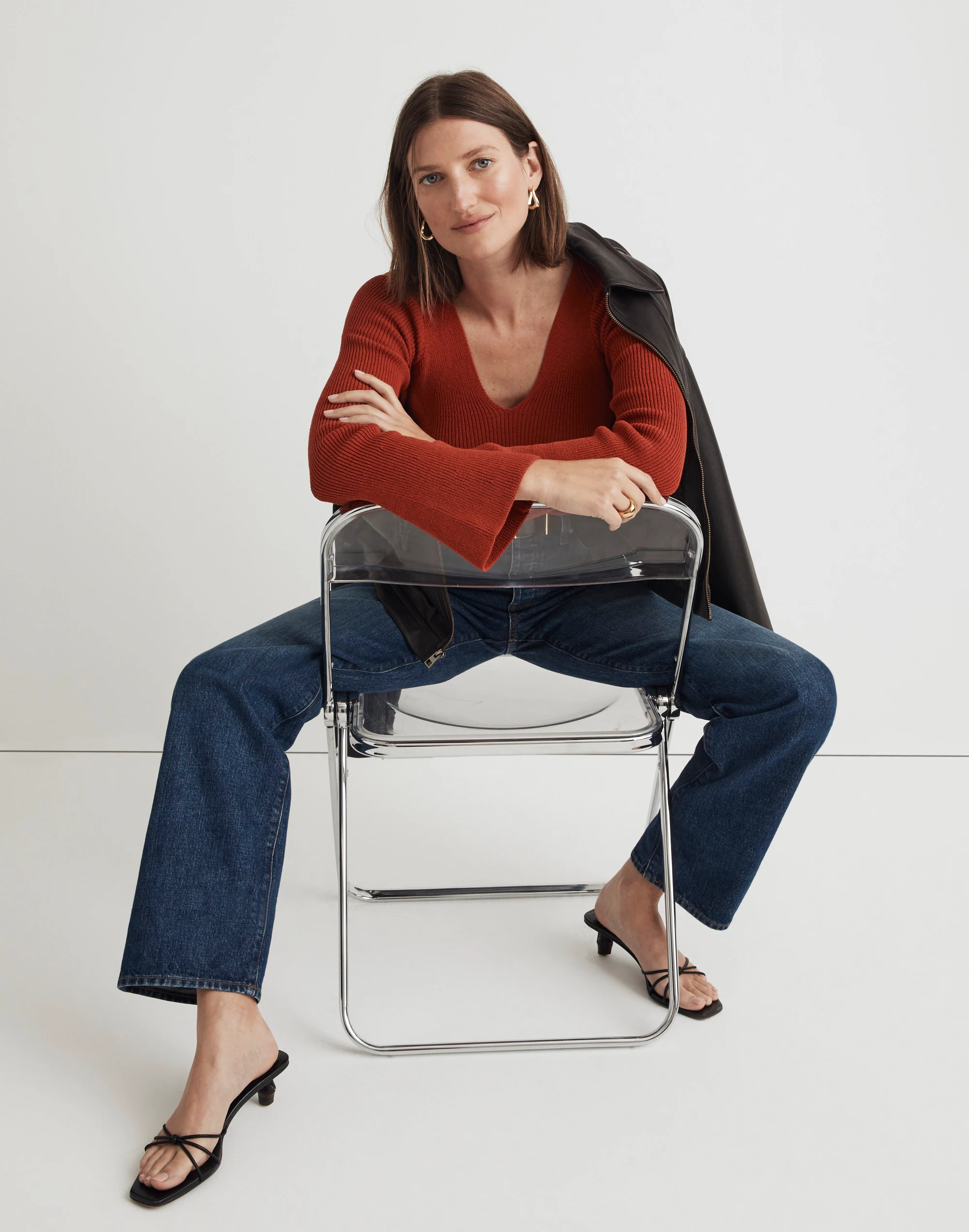 Flared-Sleeve V-Neck Sweater | Madewell