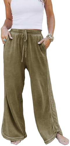 Gnveub Women's Yoga Pants Lightweight Wide Leg Sweatpants High Waisted Drawstring Loose Lounge Pa... | Amazon (US)