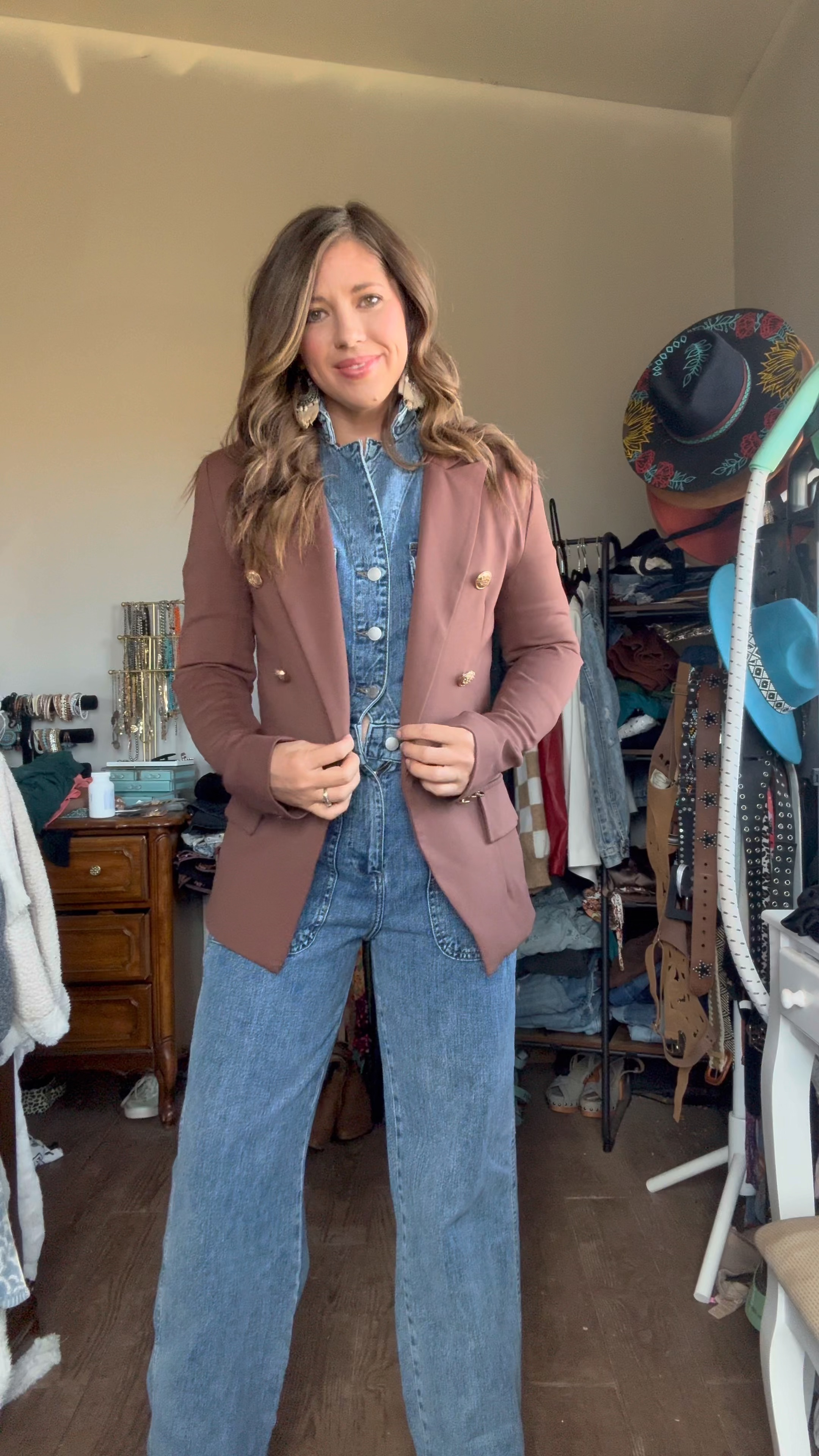 I sized down in the jumpsuit. Blazer fits tts. Blazer on sale for $20

Walmart style, Walmart fashion, Walmart clothes, double breasted blazer, blazer style, best blazers, target style, target fashion, target clothes, jumpsuit, denim jumpsuit

#LTKSaleAlert #LTKFindsUnder50 #LTKSeasonal