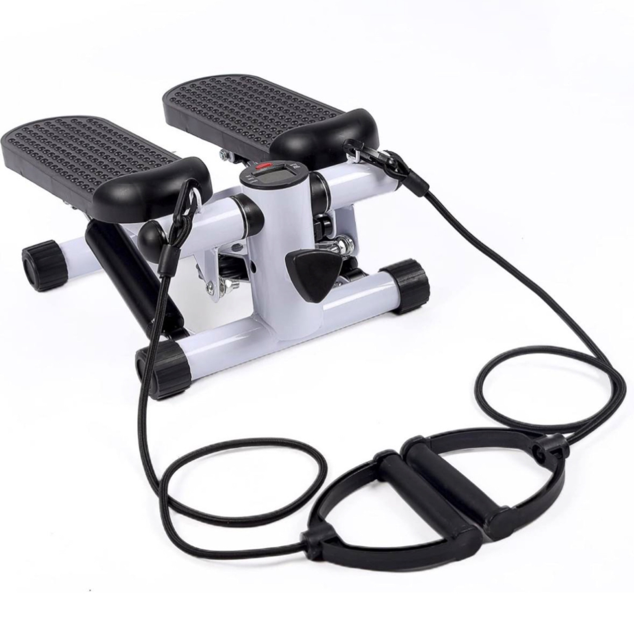 YSSOA Mini Stepper with Resistance Band, Stair Stepping Fitness Exercise Home Workout Equipment for Full Body Workout (White)