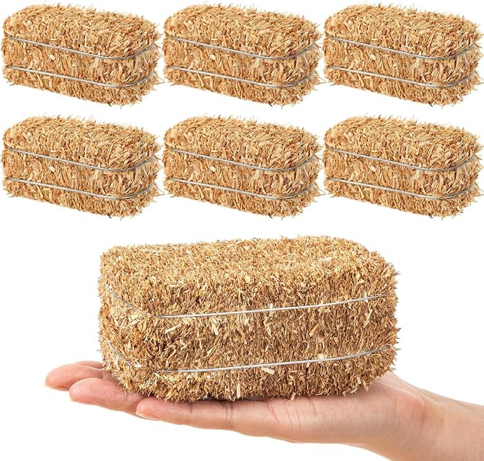 6 Pcs Mini Hay Bales Miniature Straw Bales,5 x 2.5 x 2.5 Inch | Amazon (US)