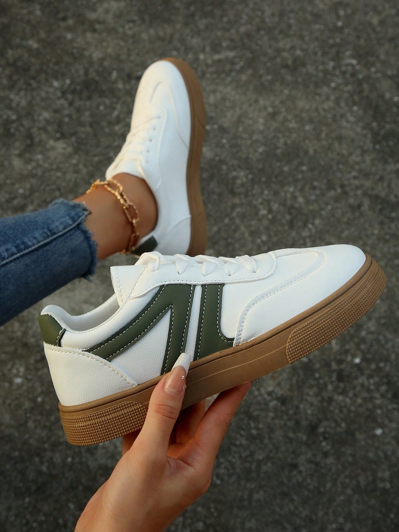 Women's New Lace-Up Patchwork Element Sneakers, Modern Fashionable Elegant Outdoor Street Campus ... | SHEIN