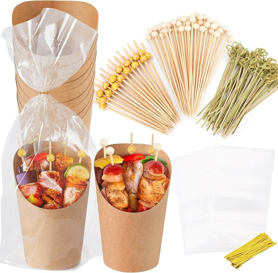60pcs Individual 14oz Disposable Charcuterie Cups with Sticks,300pcs Cocktail Skewers,60 Portable... | Amazon (US)