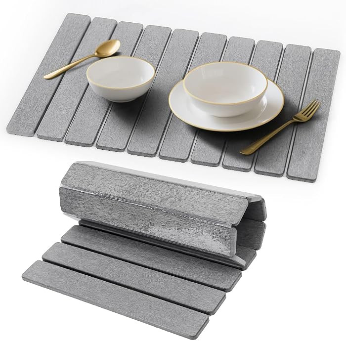 Stone Drying Mat for Kitchen Counter, Quick Diatomaceous Earth Mats for Dishes, 24"L x 16" W Supe... | Amazon (US)