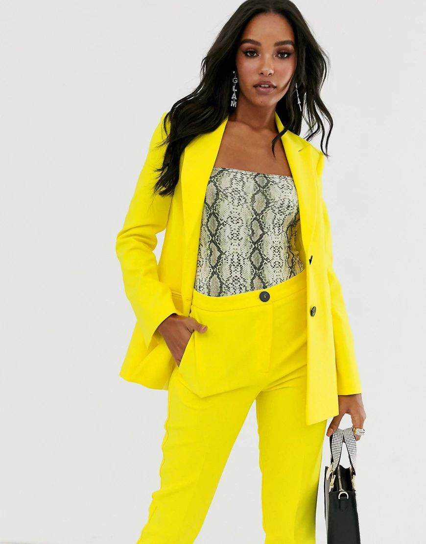 ASOS DESIGN pop waisted suit blazer-Yellow | ASOS (Global)