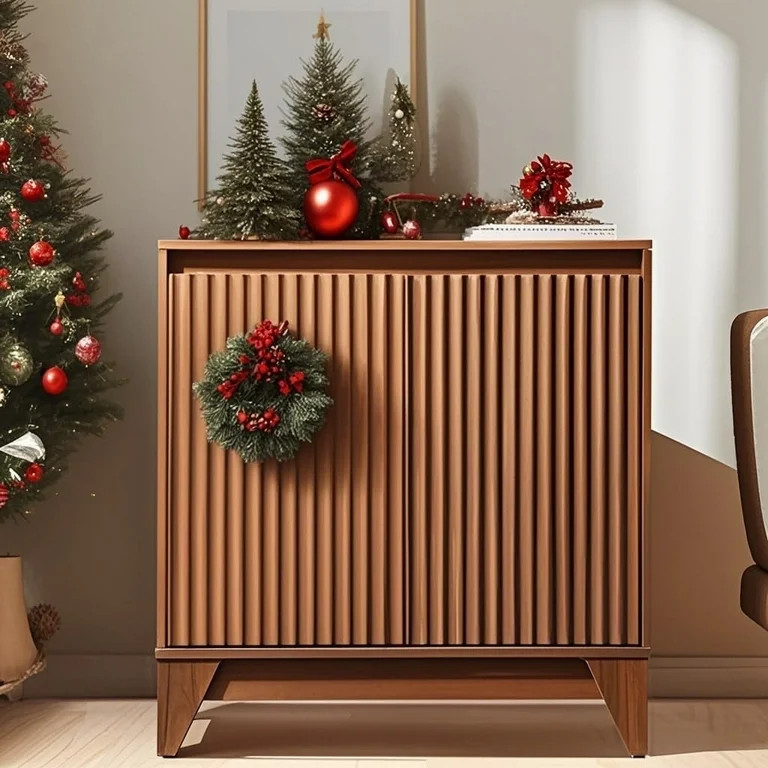 UPGO 31'' Modern Farmhouse Sideboard Buffet Cabinet with Storage, Fluted Panel Doors & Adjustable... | Walmart (US)