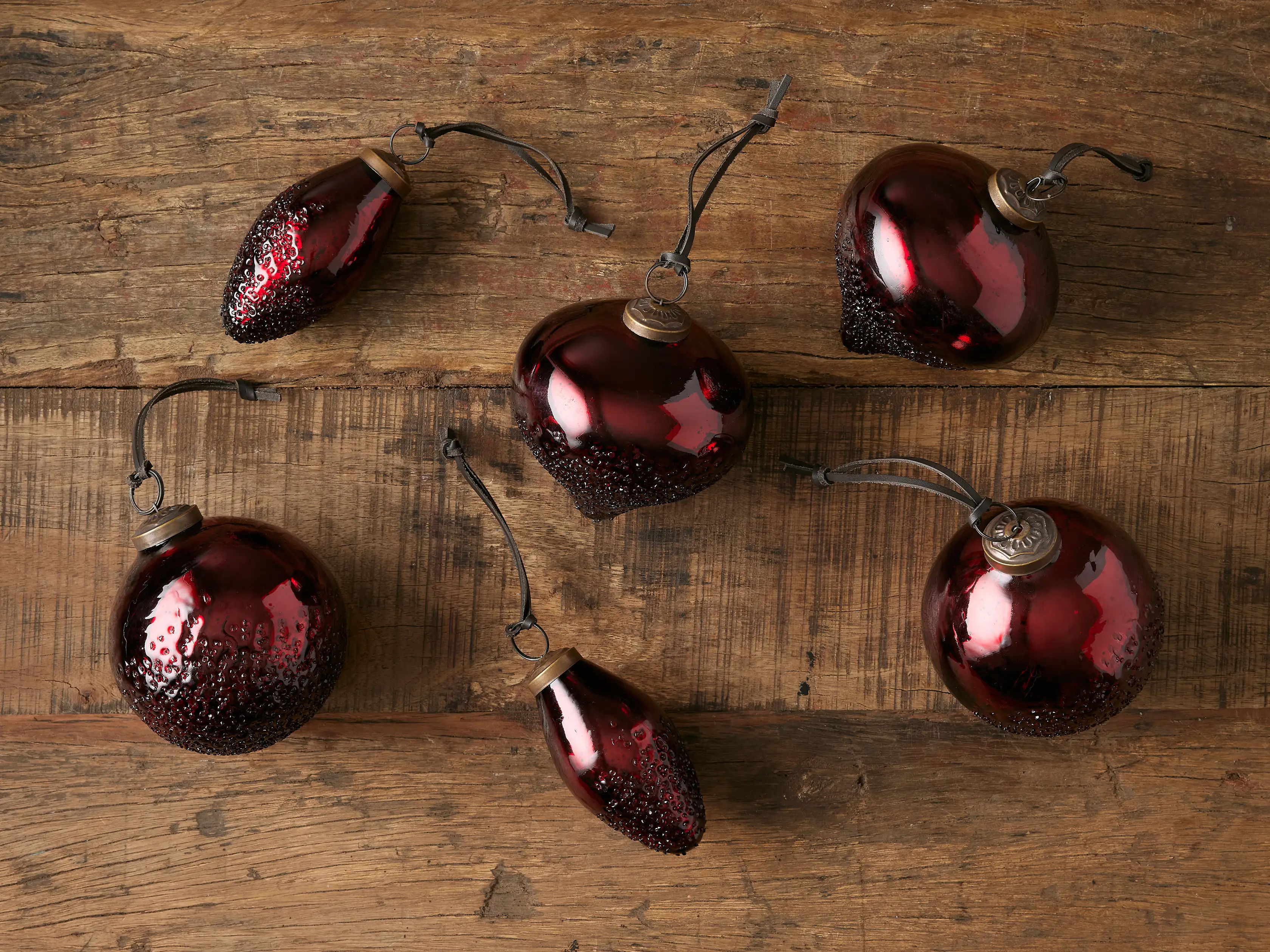 Raindrop Red Ornaments (Set of 6) | Arhaus