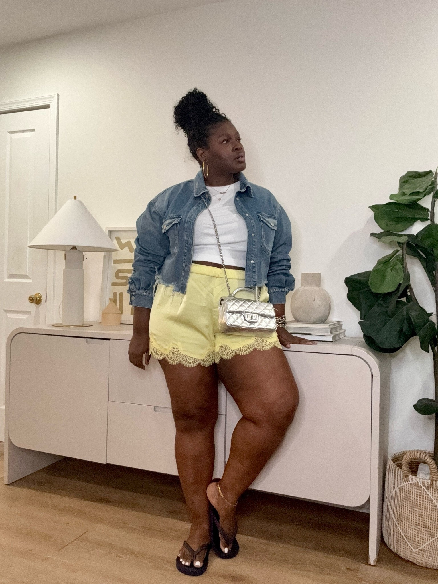 Finding outfits that feel cute and comfortable can be a challenge. This combination gives the best of both worlds with a relaxed denim layer and flattering shorts that make the outfit feel put together. yellow shorts outfit, denim jacket outfit, casual summer outfit, cute everyday outfit, curvy fashion, plus size fashion, affordable fashion finds, women’s casual outfits, outfit ideas, wardrobe essentials, colorful outfit ideas, summer style inspiration, casual chic outfit

#LTKootd #LTKSeasonal #LTKMidsize
