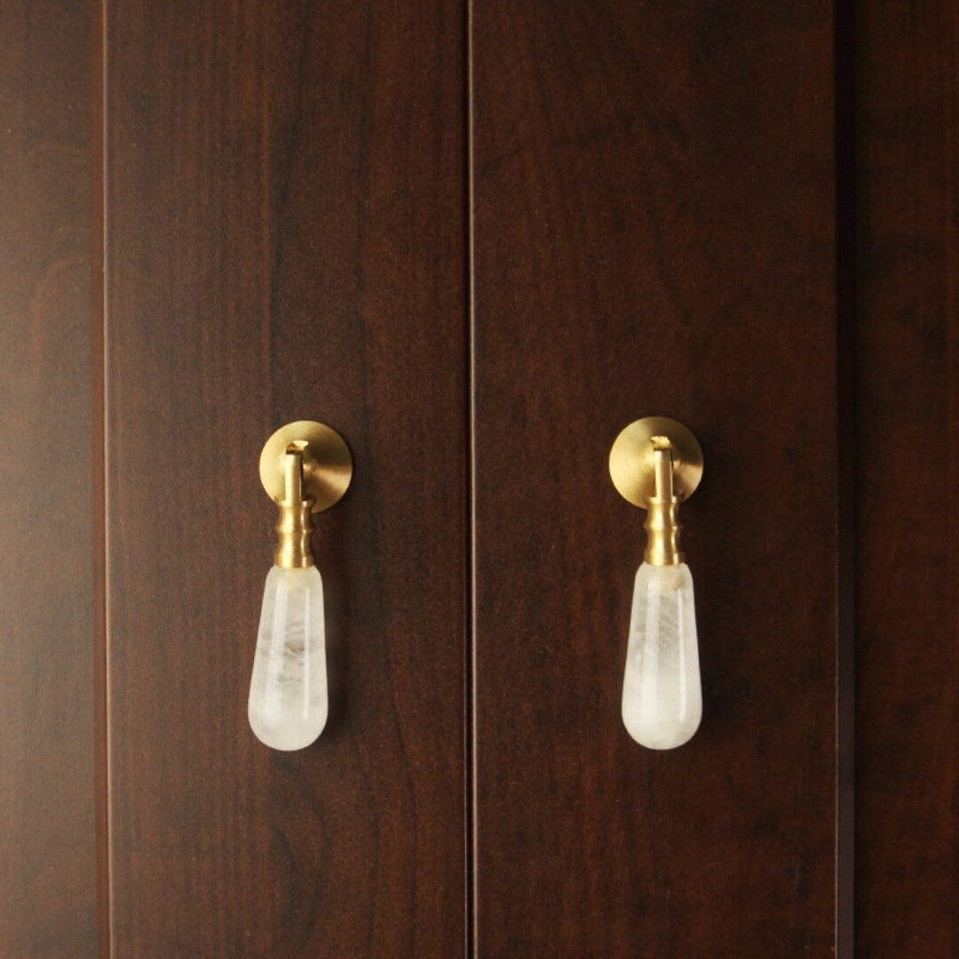 Crystal Drop Handle Solid Brass Dresser Handle Pull Knob Pulls Handles / Kitchen Cabinet Pull Han... | Etsy (US)