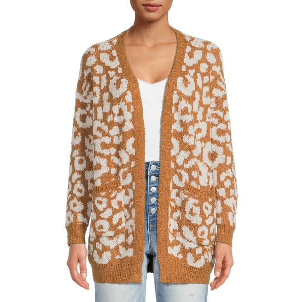 Dreamers by Debut Women's Cheetah Cardigan Sweater - Walmart.com | Walmart (US)