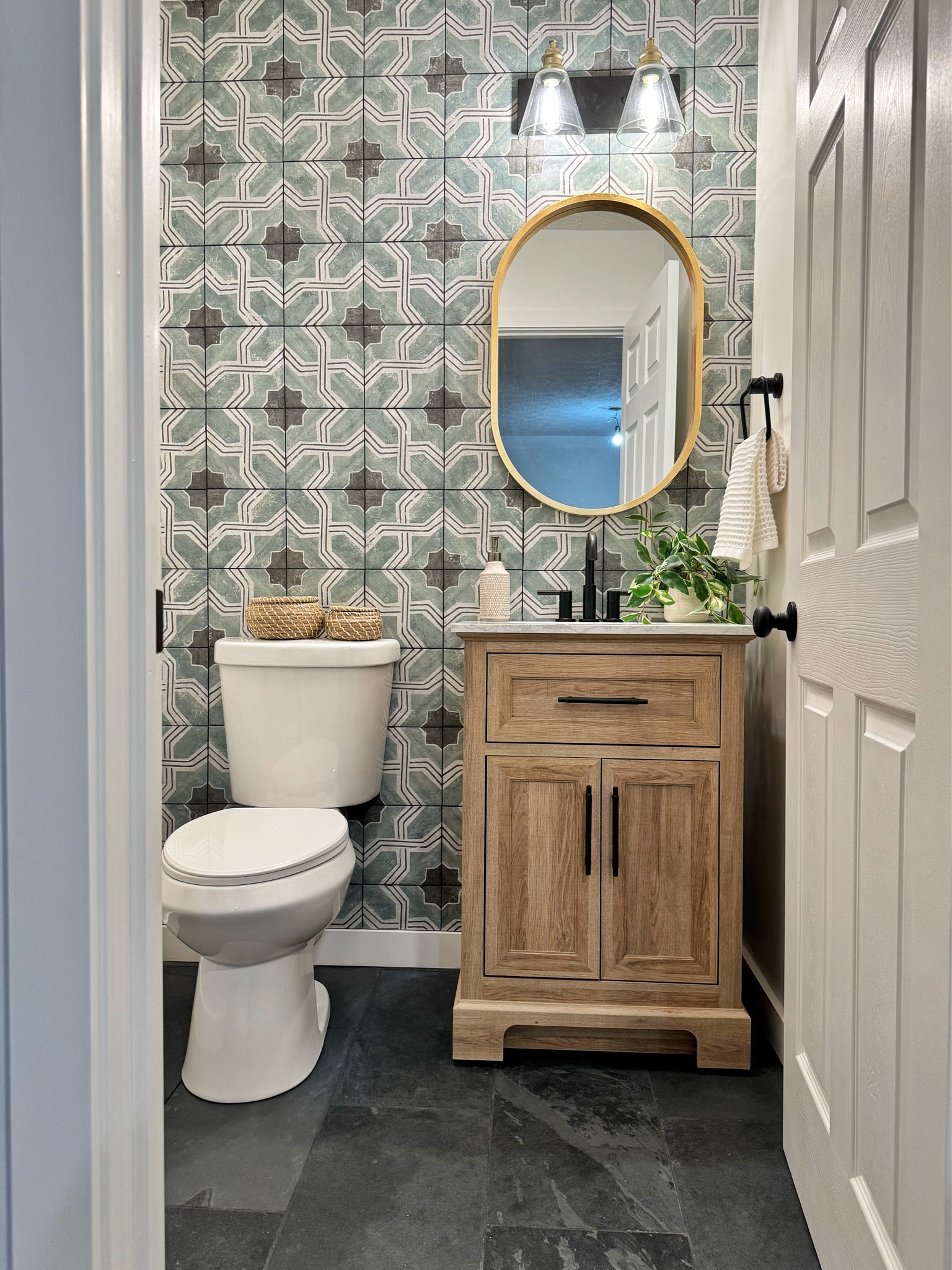 Full half bathroom makeover at our Reno house ✅ #makeover #homereno #renovation 

#LTKhome #LTKfindsunder100 #LTKfindsunder50