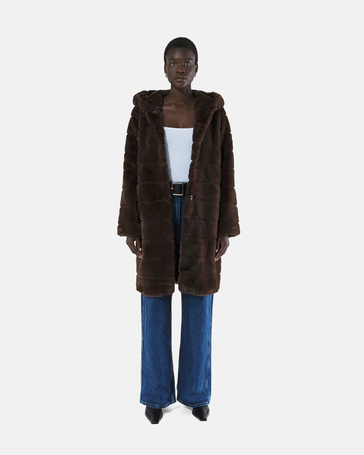 Celina Espresso Tiered Long Coat | Apparis