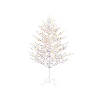 GE Color Choice 5-ft Winterberry Pre-lit White Artificial Christmas Tree with Multicolor LED Ligh... | Lowe's