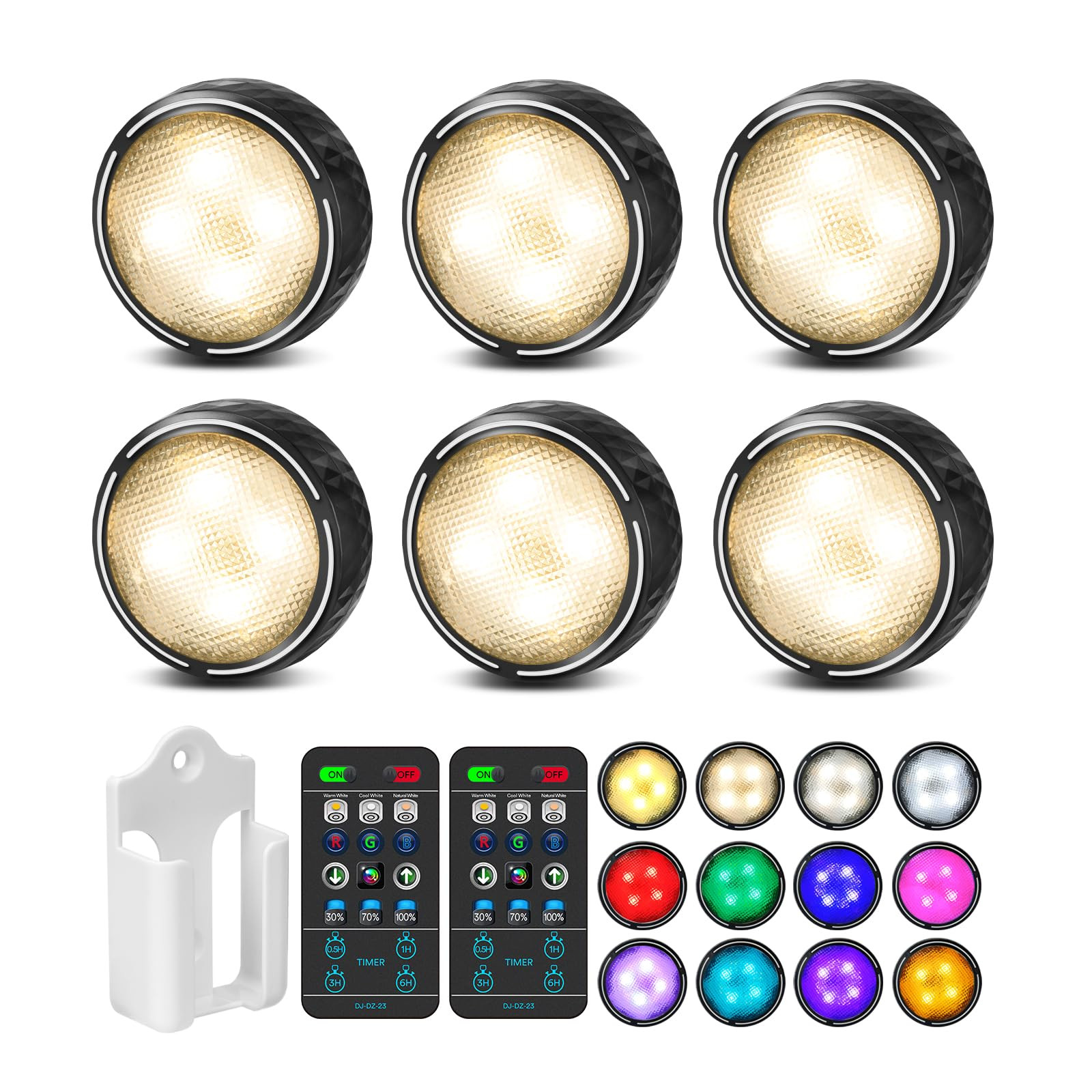 LED Puck Lights with Remote Control, Battery Operated Wireless Closet Light, Under Cabinet Lighti... | Amazon (US)