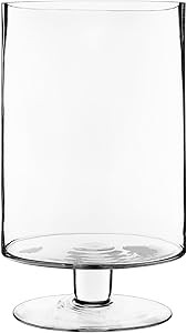 CYS EXCEL Glass Hurricane Pillar Candle Holder (H:13.5" W:8") | Multiple Size Choices Short Stem ... | Amazon (US)