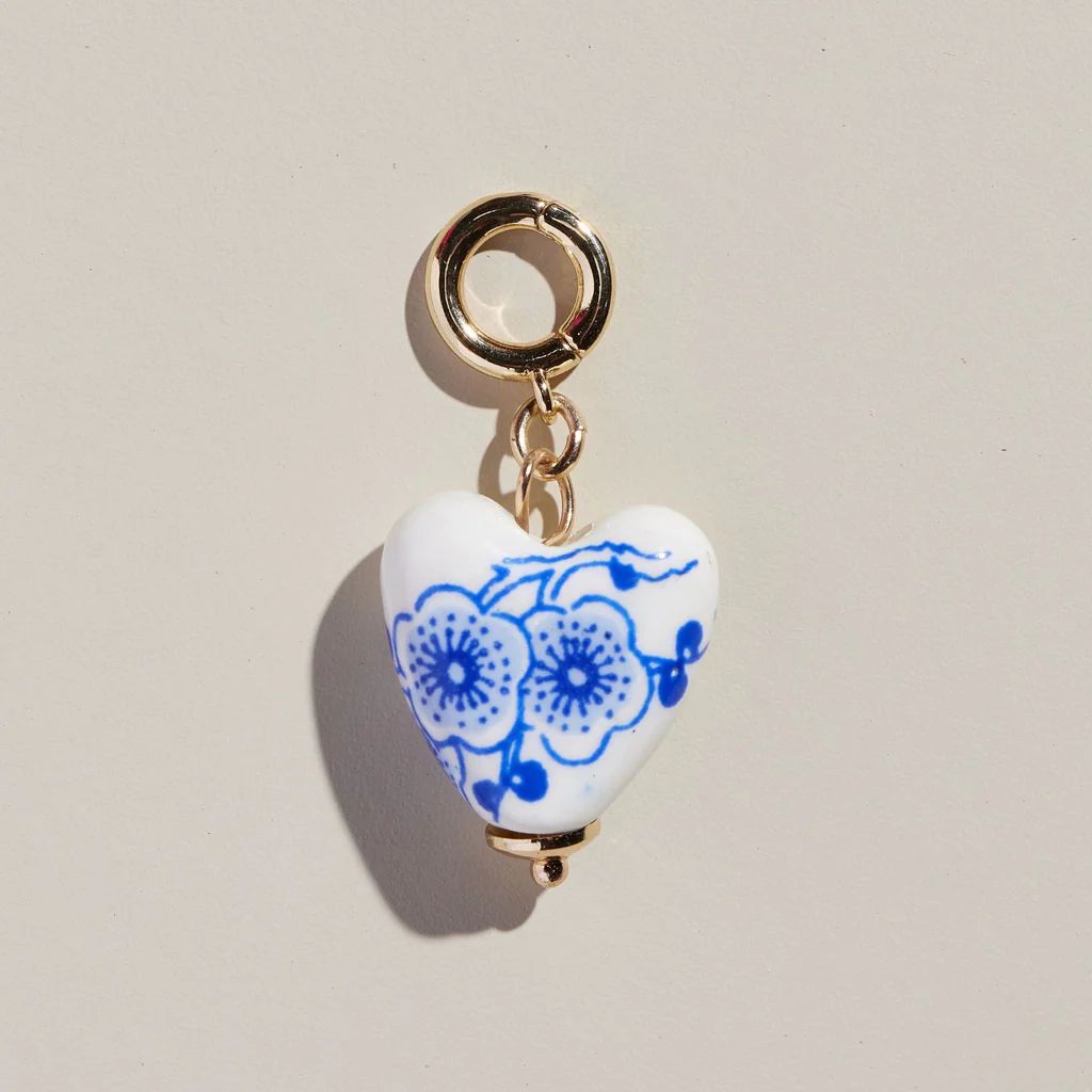 Ceramic Heart Charm | Nickel and Suede