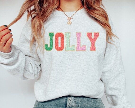 Faux Chenille Jolly Christmas Crewneck Sweatshirt Cute - Etsy | Etsy (US)