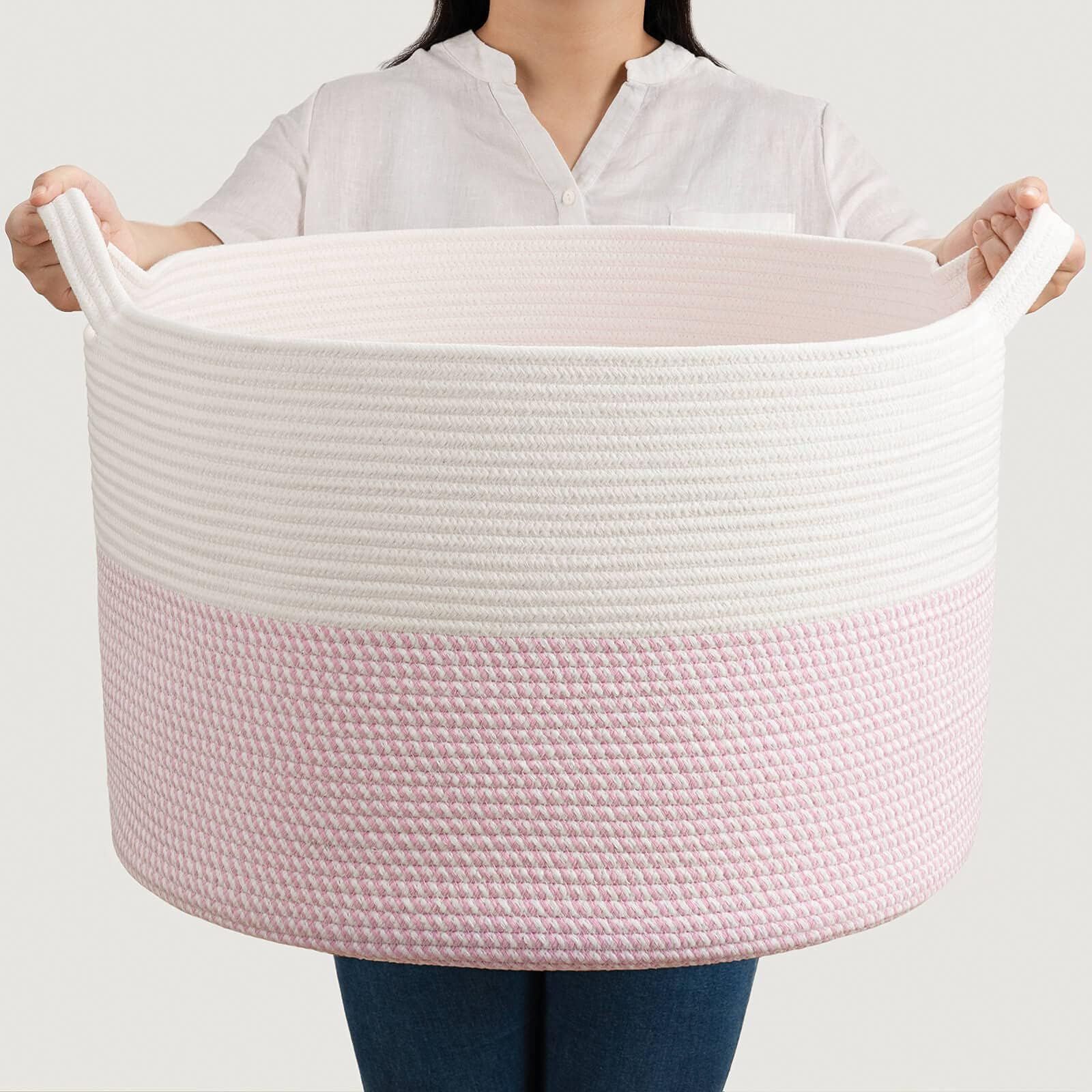 INDRESSME XXXLarge Storage Basket with Handle, Pink Laundry Basket for Nursery Storage Stuffed Anima | Amazon (US)