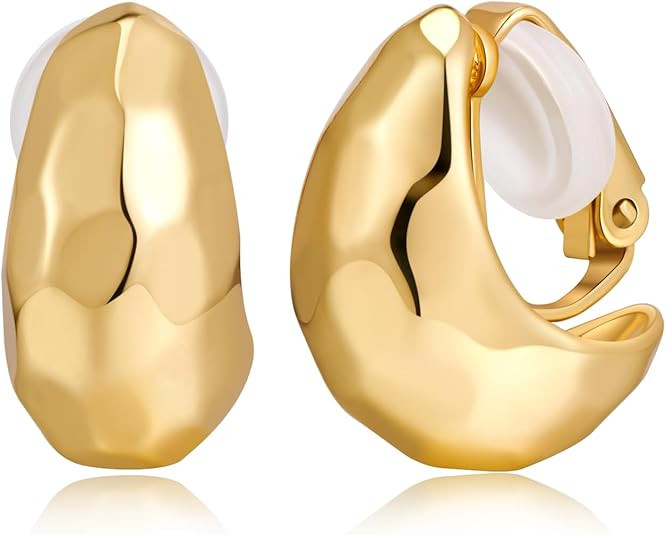 Gold Clip On Earrings For Women Gold Plated Heart And Teardrop Statement Earrings Clip Stud Earri... | Amazon (US)