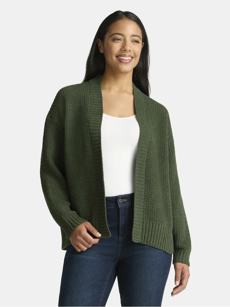 Time and Tru Women's Chenille Cardigan Sweater, Midweight, Sizes XS-XXXL | Walmart (US)