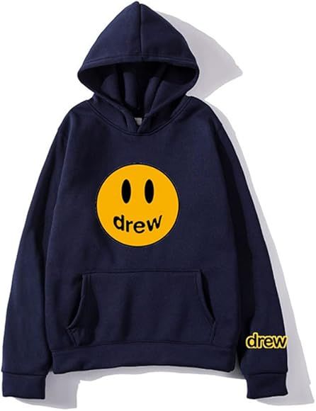 KANYELEO Drew House Smiley Face Sweater Men's Trendy Bieber Couples Plus Fleece Streetwear Hoodie | Amazon (US)