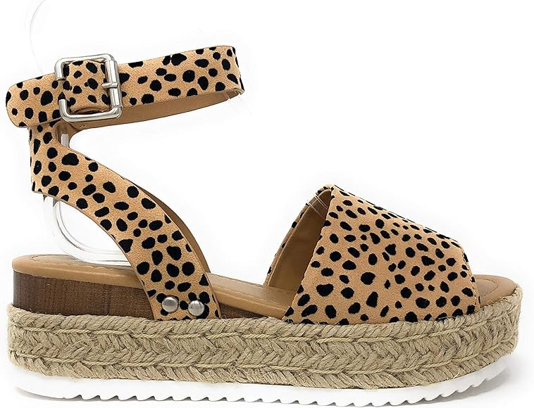 Clip Womens Casual Espadrilles Trim Flatform Studded Wedge | Amazon (US)