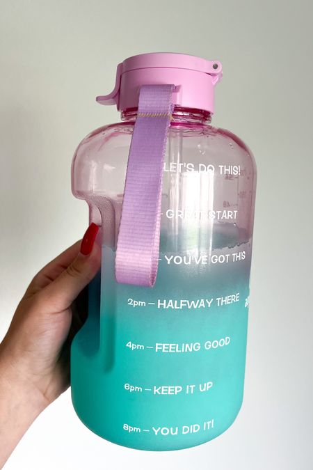 I love my new water bottle so much!! This ombré color combo is so cute and I love the little encouraging sayings on it! It’s also a half gallon (there’s full gallon too) but it does come in other colors too! And it’s under $25!!! #waterbottle 

#LTKfit #LTKunder50 #LTKFind