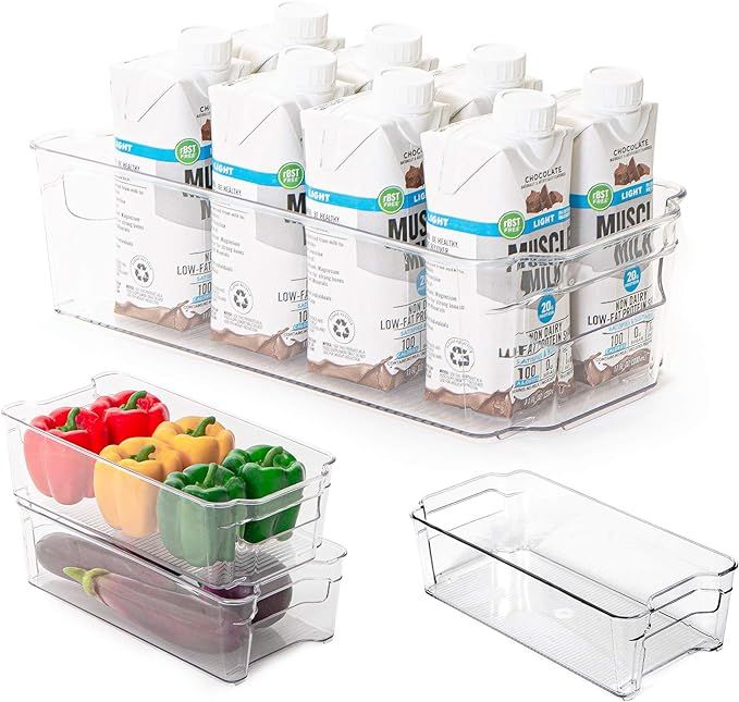 Smart Design Stackable Refrigerator Bin - w/Handle - BPA Free Polyethylene - for Fridge, Freezer,... | Amazon (US)
