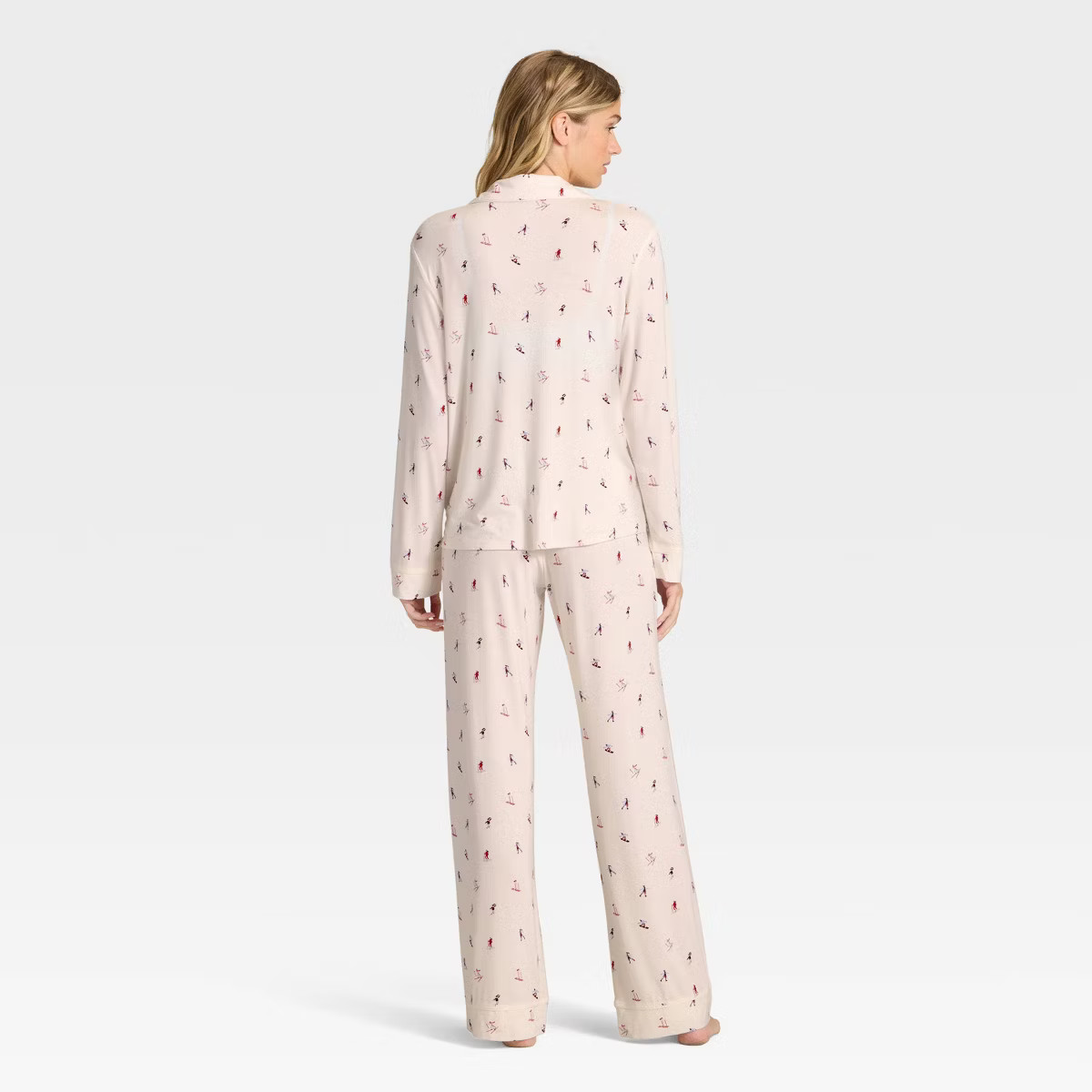 Women's Cloud Knit Modal Long Sleeve Notch Collar Top and Pants Pajama Set - Auden™ | Target