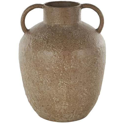 Deco 79 Metal Decorative Vase Antique Inspired Centerpiece Vase with Handles, Flower Vase for Home Decoration 9" x 9" x 12", Brown | Amazon (US)