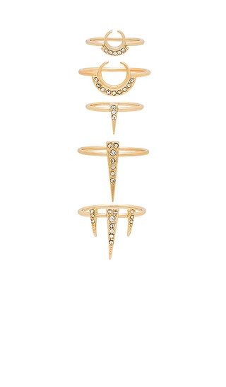 Luv AJ Crescent Spike Ring Set of 5 in Antique Gold | Revolve Clothing