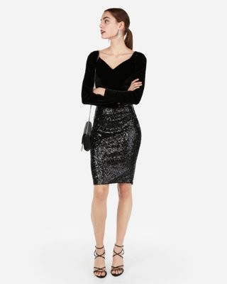 High Waisted Sequin Mini Pencil Skirt | Express