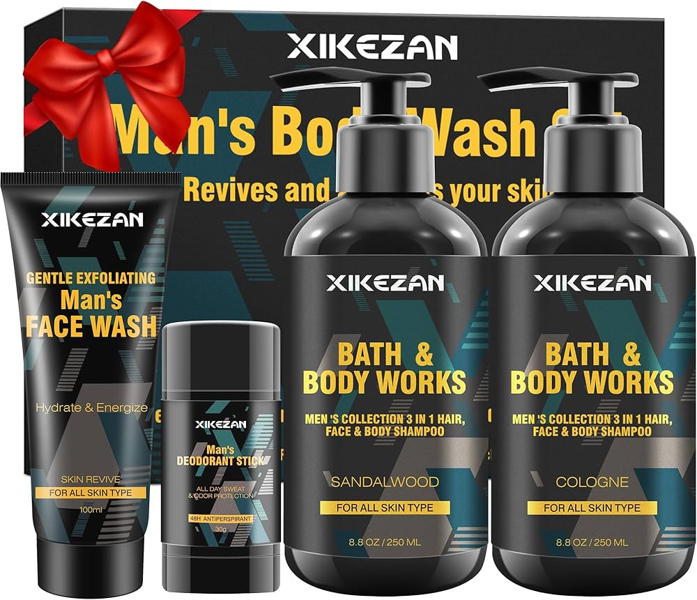 Gifts for Men,Mens Body Wash Gift Set Cleansing & Hydrating Skin w/Face Wash,Deodorant,Sandalwood... | Amazon (US)