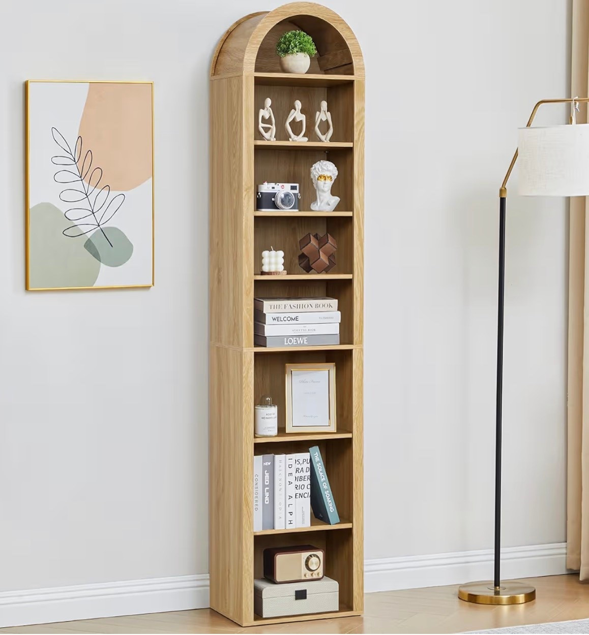 Natural colored arch office bookshelf