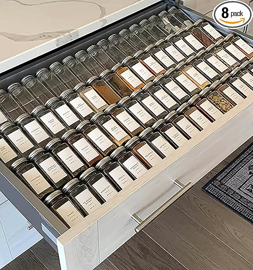 Spice Drawer Organizer, 4 Tiers 2 Set Clear Acrylic in Drawer Seasoning Jars Tray, Kitchen Cupboa... | Amazon (US)