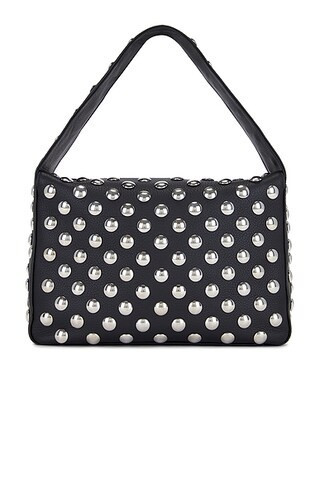 KHAITE Elena Silver Studs Shoulder Bag in Black - Black. Size all. | FWRD 