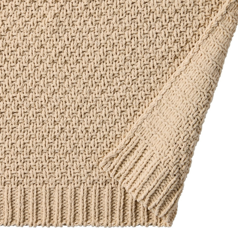 Better Homes & Gardens Chenille Knit Super Soft Oversized Throw Blanket, Almond Biscuit | Walmart (US)