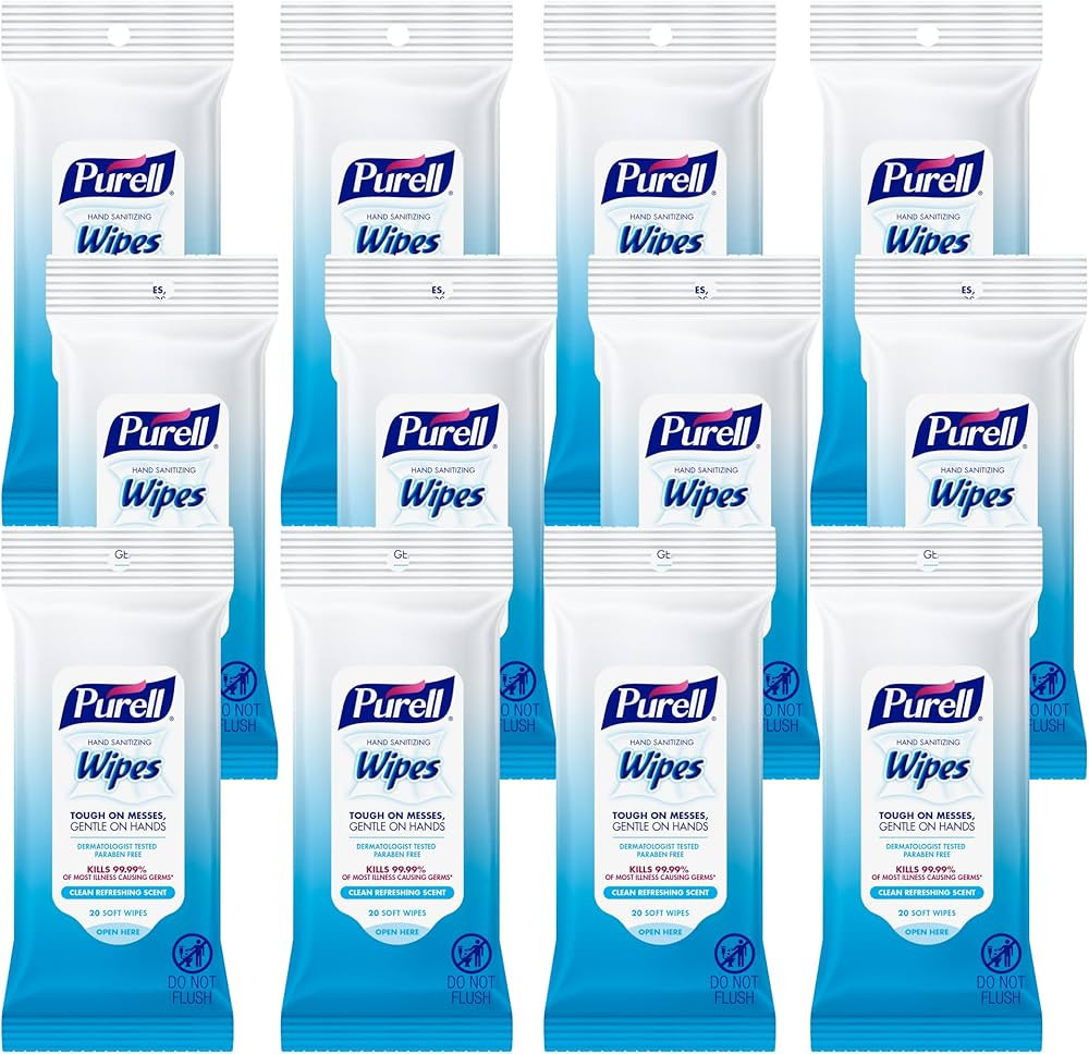 PURELL Hand Sanitizing Wipes, Clean Refreshing Scent, 20 Count Travel Pack (Pack of 12), 9124-12-... | Amazon (US)