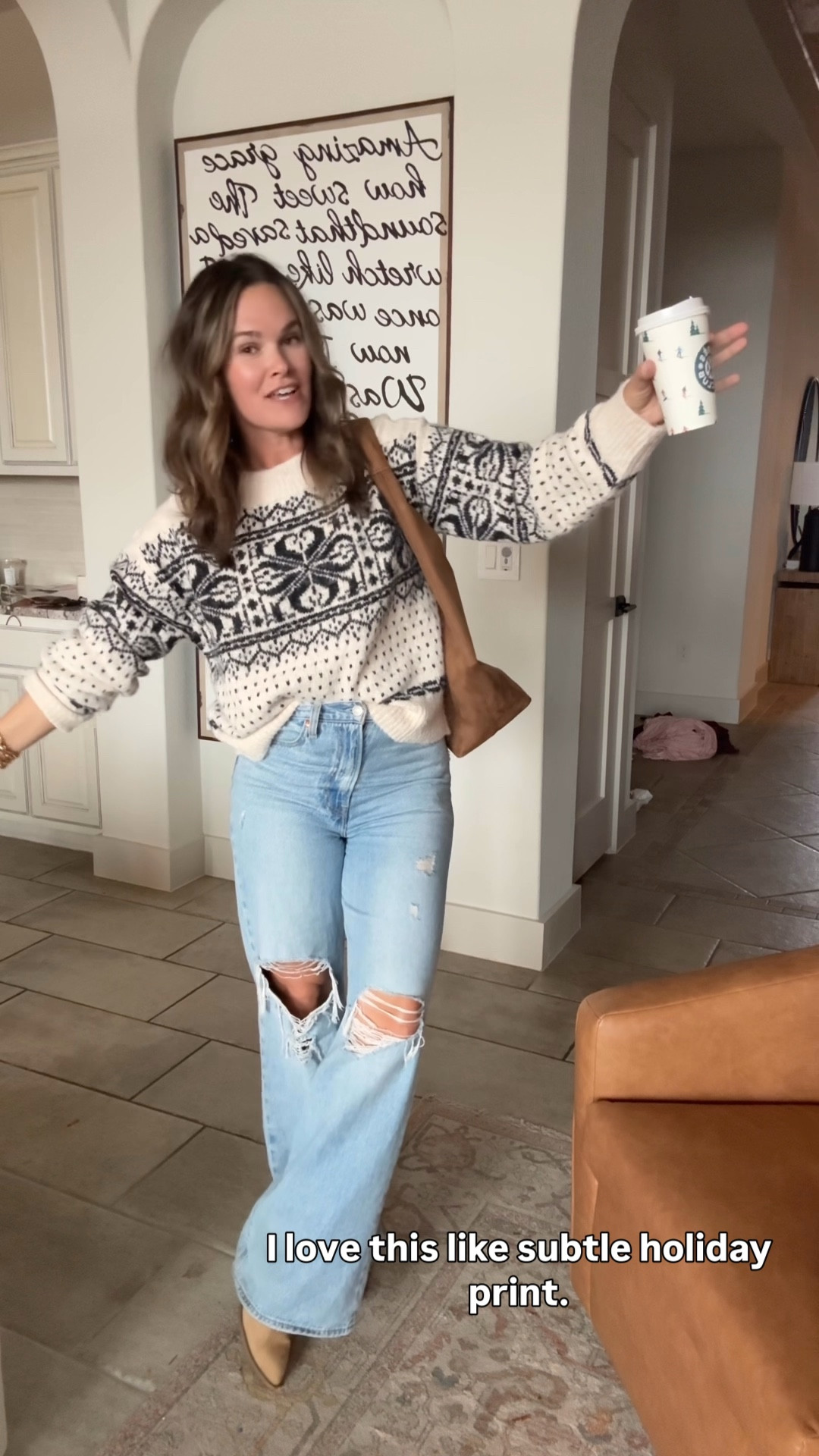 Cozy holiday sweater from target and similar jeans linked #sweater #holidayoutfit #christmassweater 

#LTKSaleAlert #LTKHoliday #LTKootd