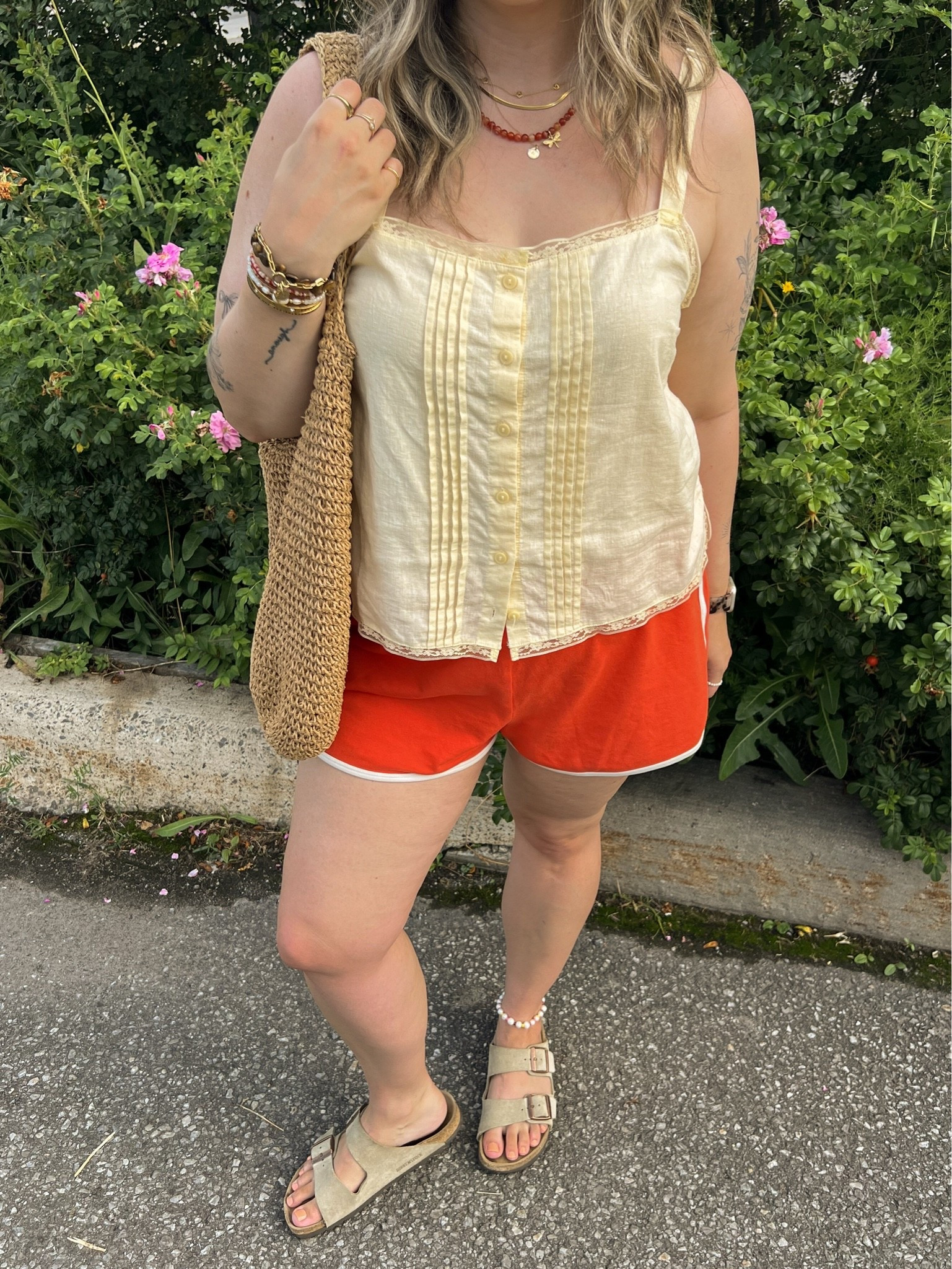 Heatwave outfit! Wearing L in both the tank and shorts. Canadian tank link under “similar products”. Also linked other lacey yellow tank tops! I’m a 9.5-10 shoe and wear a 40 in the Birkenstock sandals

#LTKsummer #LTKsale #LTKmidsize