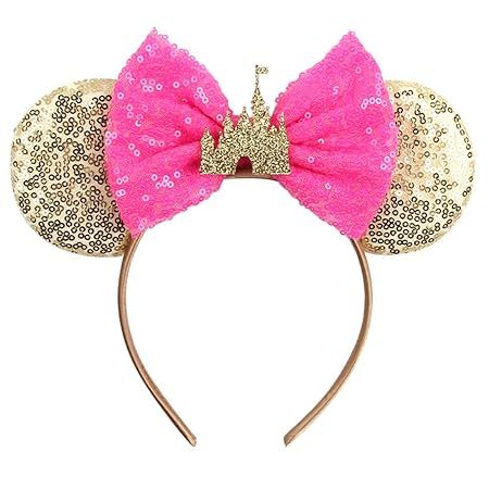 Foeran Mouse Ears Headbands Shiny Bows Mouse Ears Glitter Party Princess Decoration Cosplay Costu... | Amazon (US)