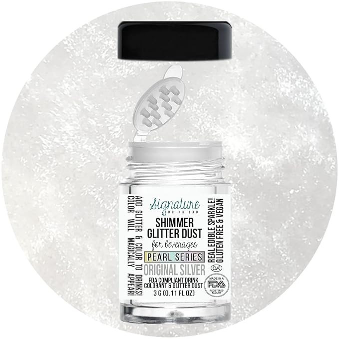 Edible Glitter for Drinks • Shiny Silver Glitter, Shimmer Beverage Dust for Cocktails, Beer, Wi... | Amazon (US)