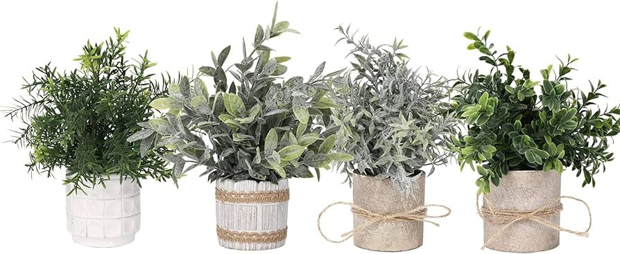 PENGYEE 4Pcs Small Faux Plants Indoor for Shelf Decor - Small Fake Plants Decor - Mini Artificial... | Amazon (US)