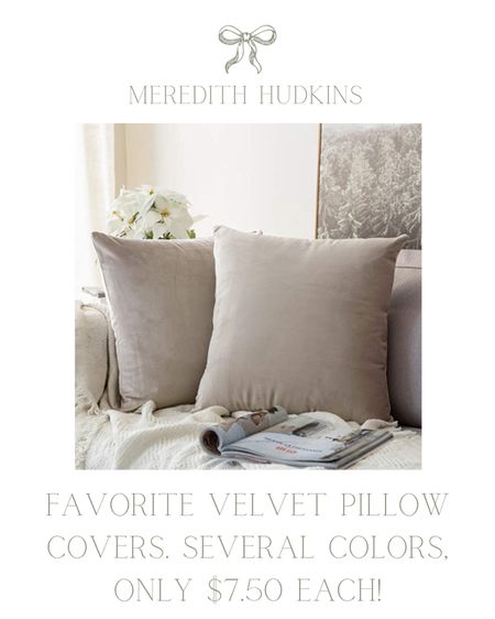 My favorite velvet pillow covers! Available in several colors, great quality and affordable at only $7.59 each! Neutral, classic home decor for your living room or bed room. Amazon home finds, tan, beige, budget friendly. #throwpillows #classicstyle #homedecor #livingroom 

#LTKunder50 #LTKhome #LTKstyletip
