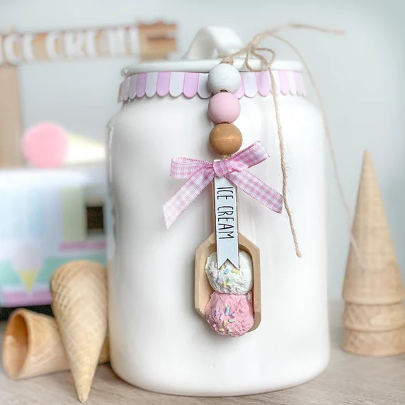 Ice cream scoop beaded garland for dessert bar, ice cream tier tray decor, or canister | Etsy (US)