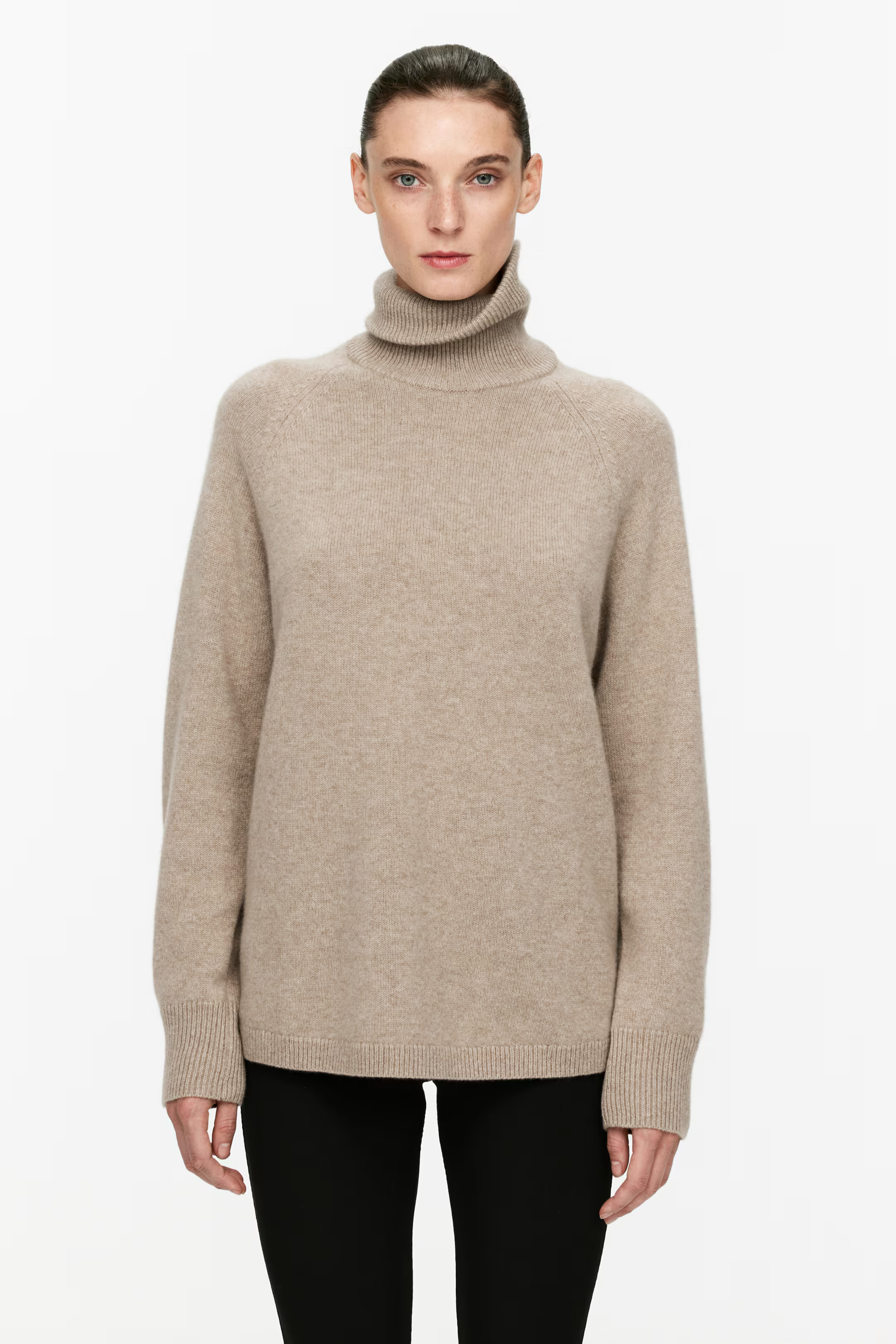 Roll-Neck Cashmere-Wool Jumper - Beige - Ladies | H&M GB | H&M (UK, MY, IN, SG, PH, TW, HK)