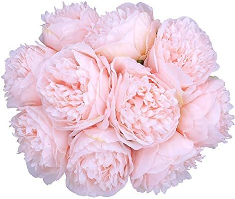Greentime 2 Pack Artificial Peony Bouquets Total 10 Heads Silk Fake Flowers Living Room Home Brid... | Amazon (US)